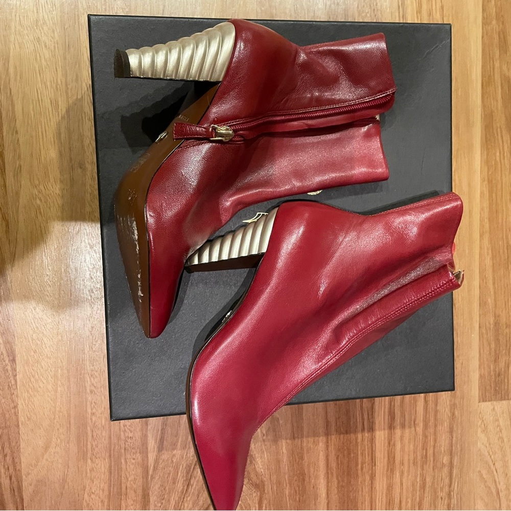 Golden Age Hollywood Leila red leather ankle boots